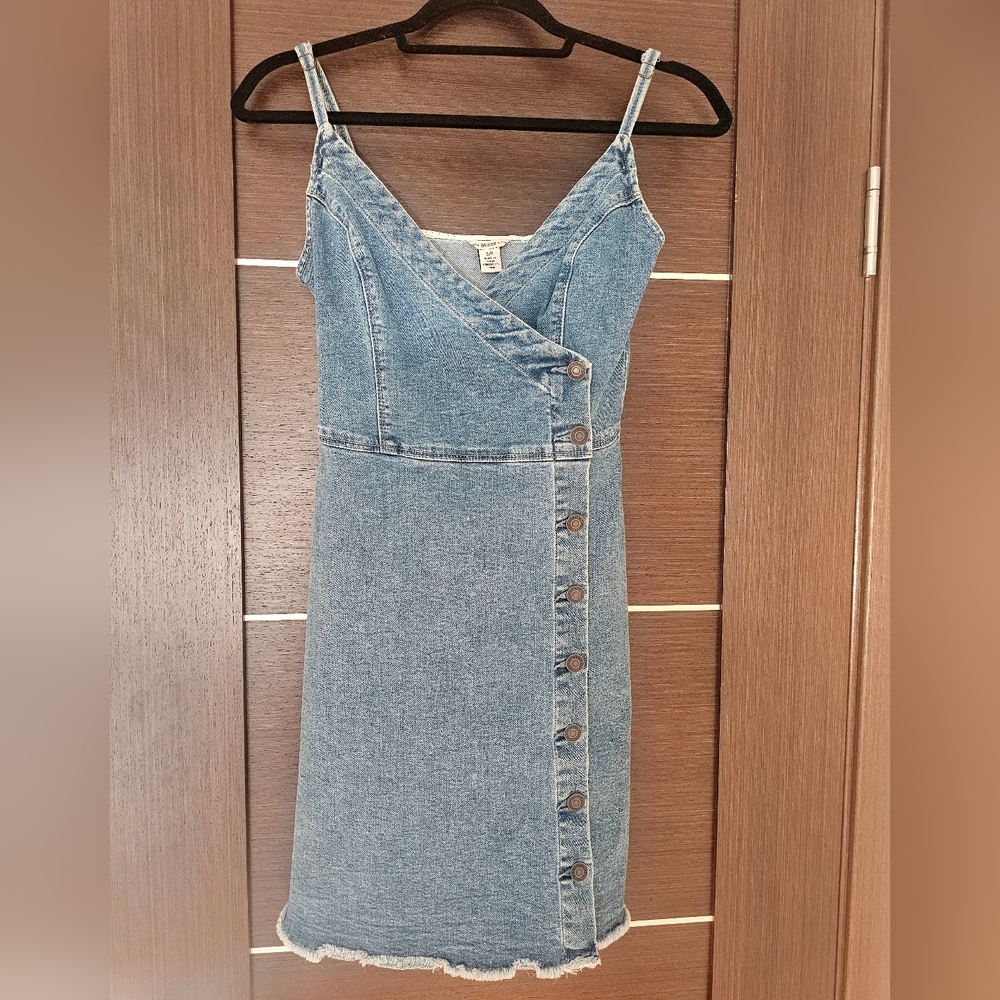 GUESS Denim Button-Down Dress, Size S